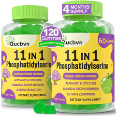 Qucbvn PS 600mg gummies pack front for daily brain support.