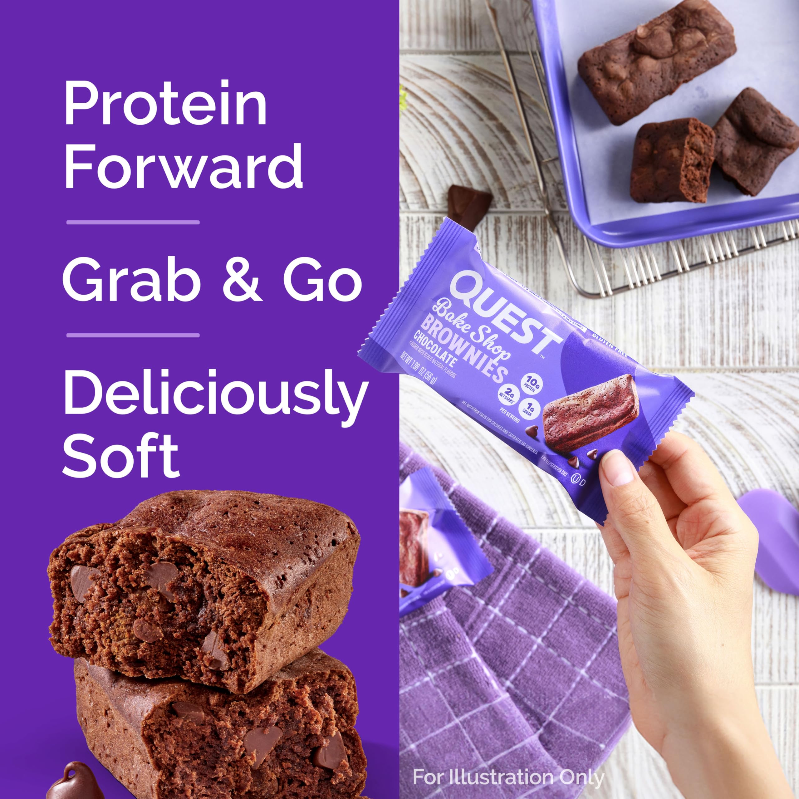 Quest Bake Shop brownies plate serve, ideal anytime treat with balanced protein.