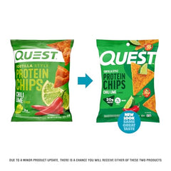 Quest Chili Lime Tortilla Style Protein Chips bowl shows crispy texture ideal for party snacking.