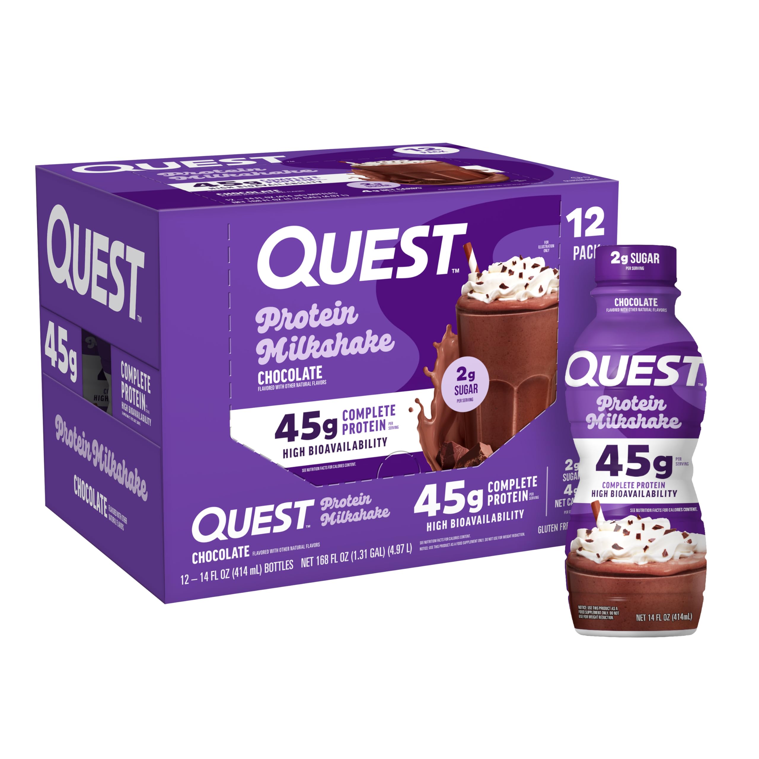 Quest Chocolate Protein Shake bottle for post-workout recovery.