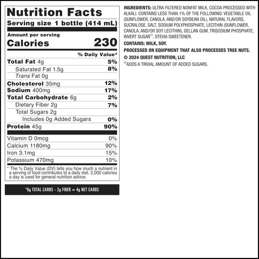 Quest Chocolate Protein Shake glass ready-to-drink flavor anytime.