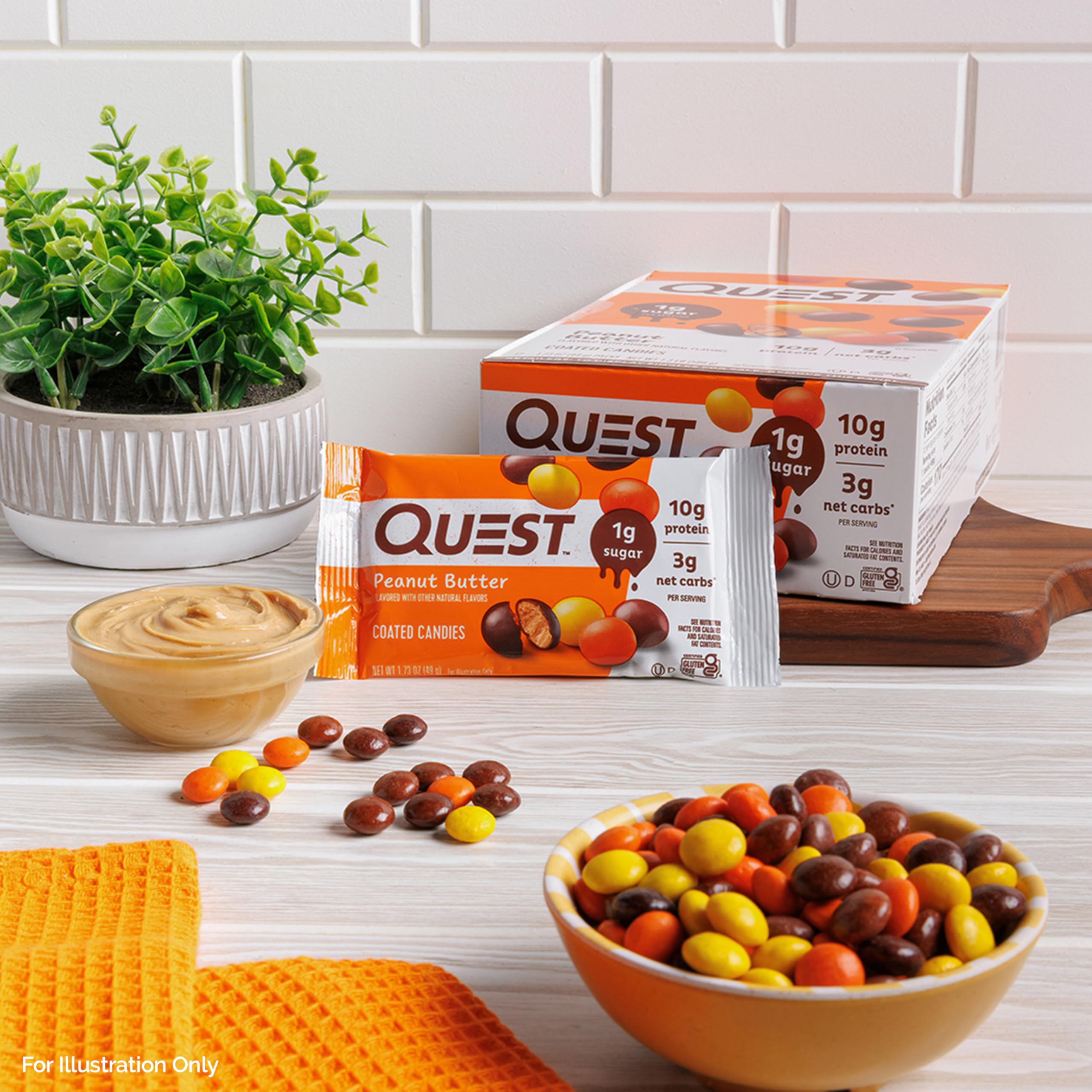 Quest coated candies peanut butter pack-open, grab-and-go treat for busy days.