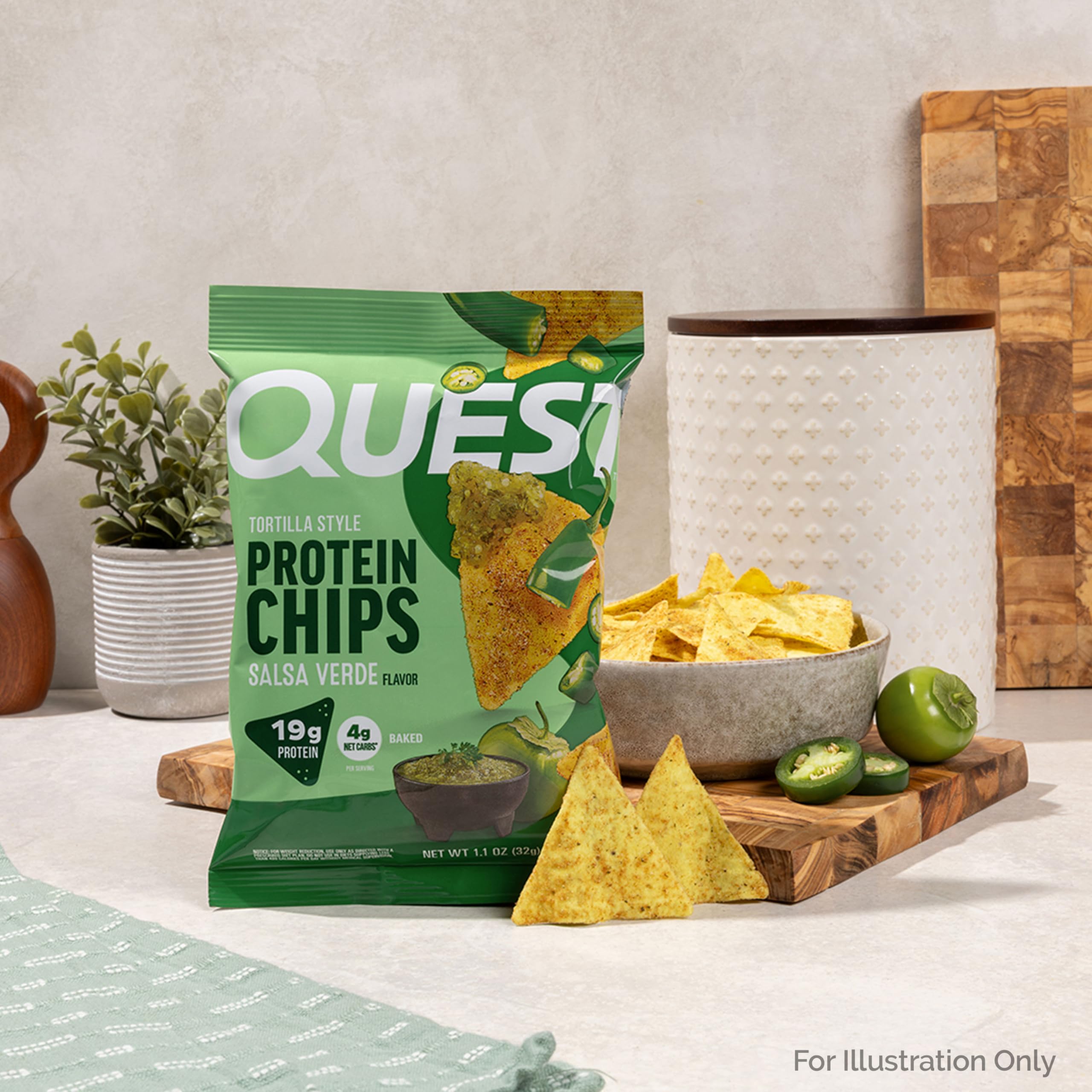Quest Salsa Verde chips handy for post-workout refuel or desk snacking