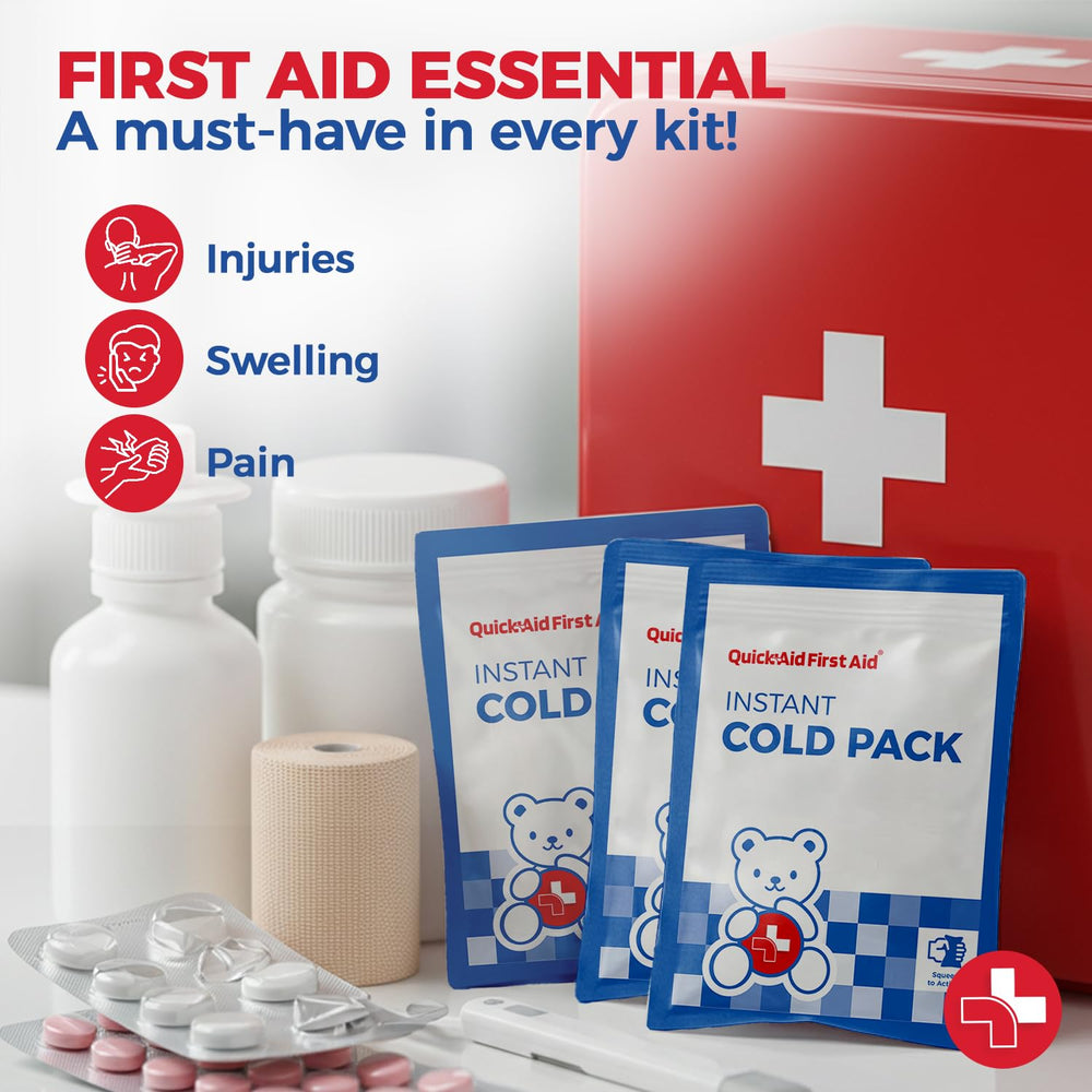 Quick Aid cooling packs offering effective relief for swelling and minor pains.