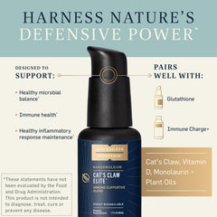 Quicksilver Scientific Cat's Claw label closeup shows vegan, non-GMO formula