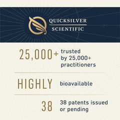 Quicksilver Scientific immune-support vial closeup emphasizes delivery