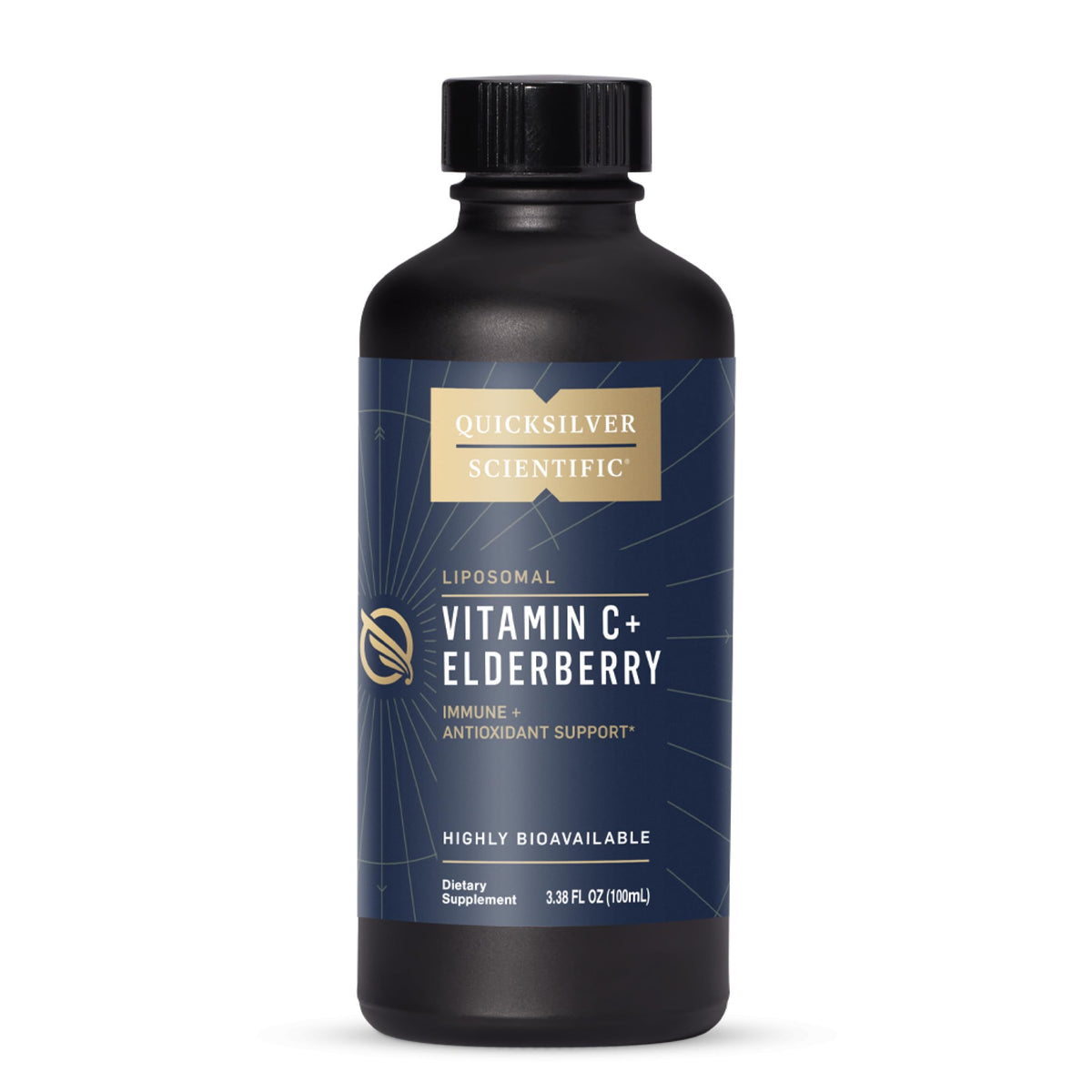 Quicksilver Scientific liposomal C elderberry bottle highlighting the immune support formulation