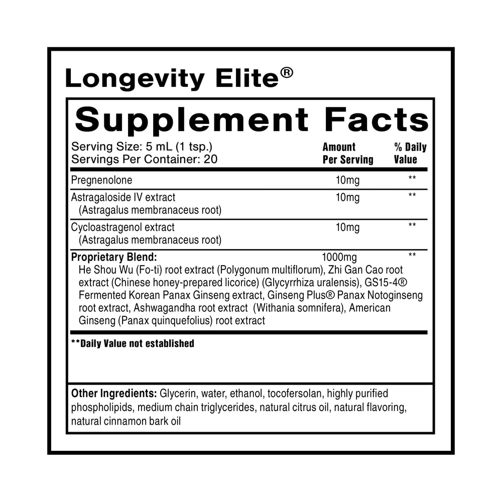 Quicksilver Longevity Elite liquid pour demonstrates convenient dosing.