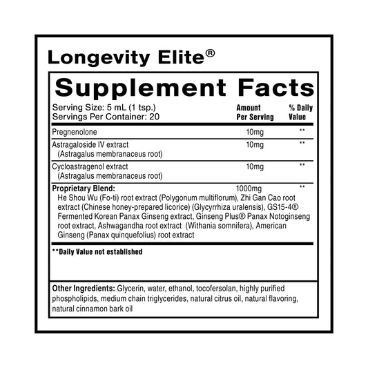 Quicksilver Longevity Elite liquid pour demonstrates convenient dosing.