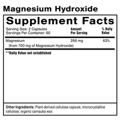 Close-up of Quicksilver Magnesium Hydroxide capsules for healthy bowel motility