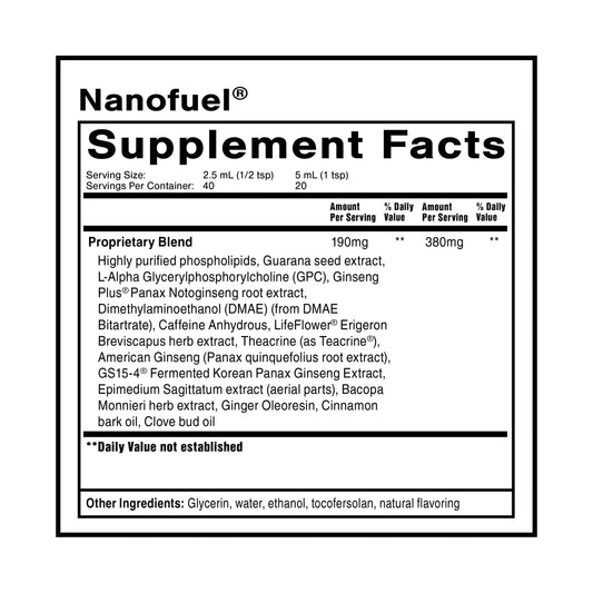 Quicksilver NanoFuel bottle pour showing steady energy dosing