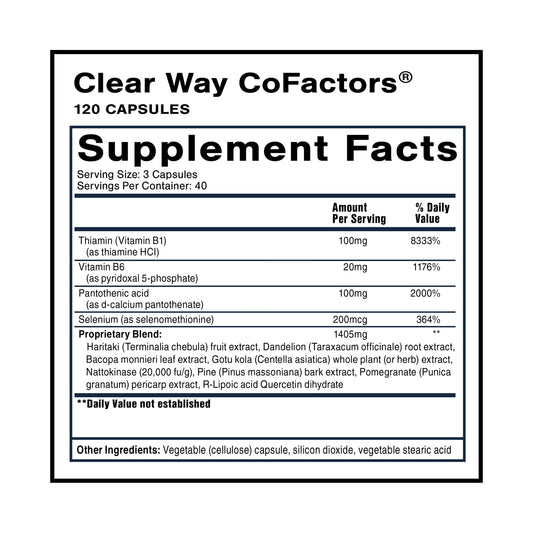Bottle label close-up shows nattokinase and B vitamins for detox support.