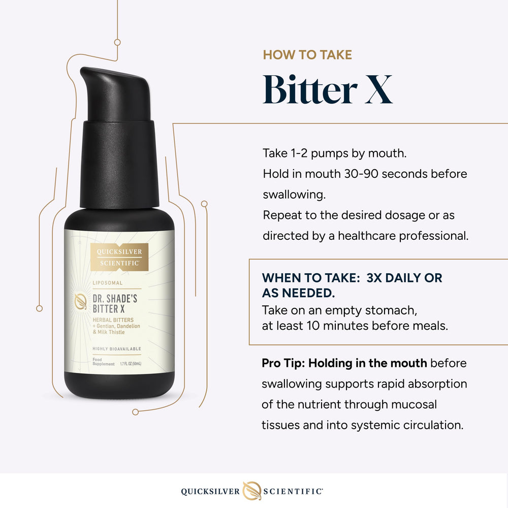 Dr. Shade's BitterX bottle on counter ready for daily use.