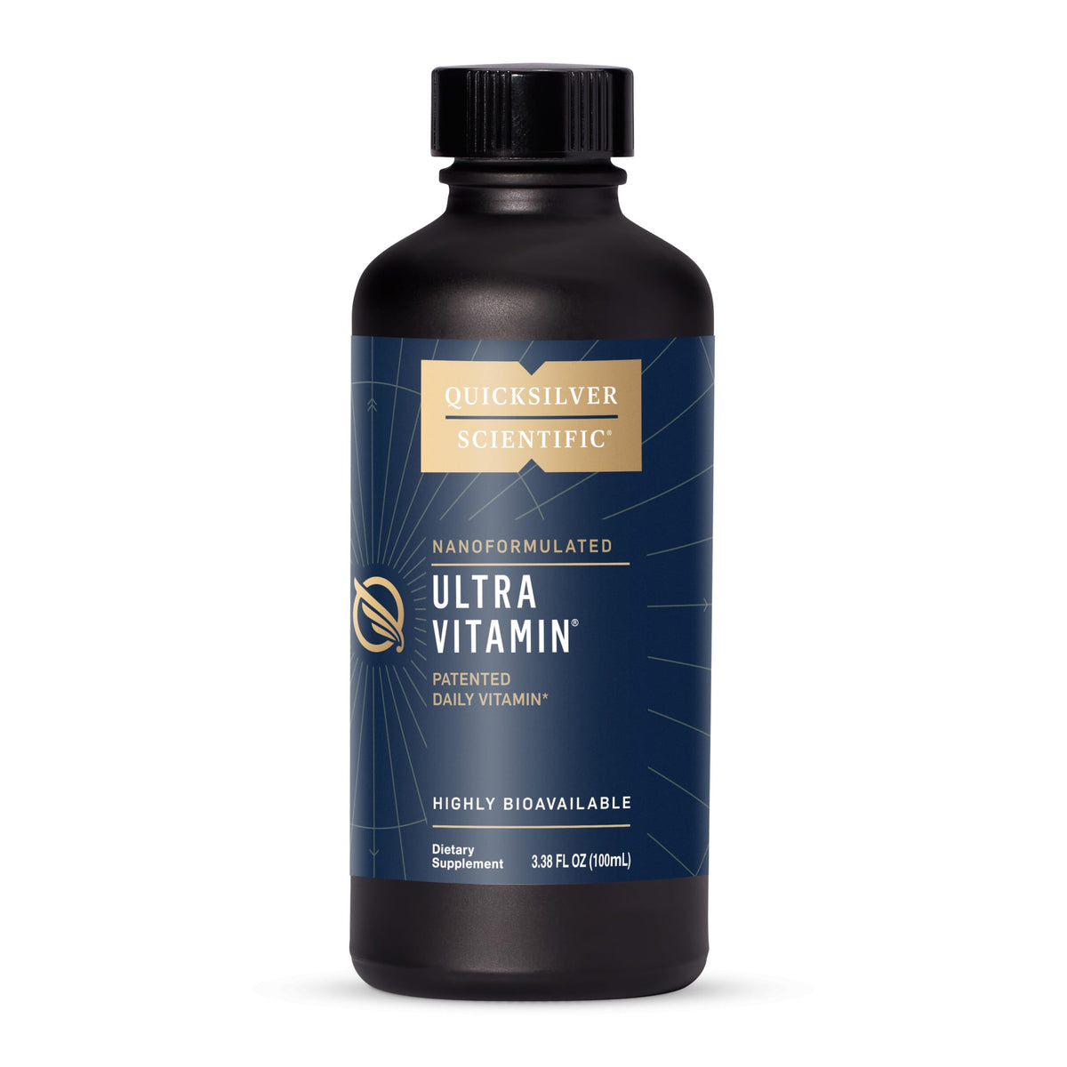 Quicksilver Scientific Liposomal Ultra Vitamin bottle—promotes fast absorption for daily energy.