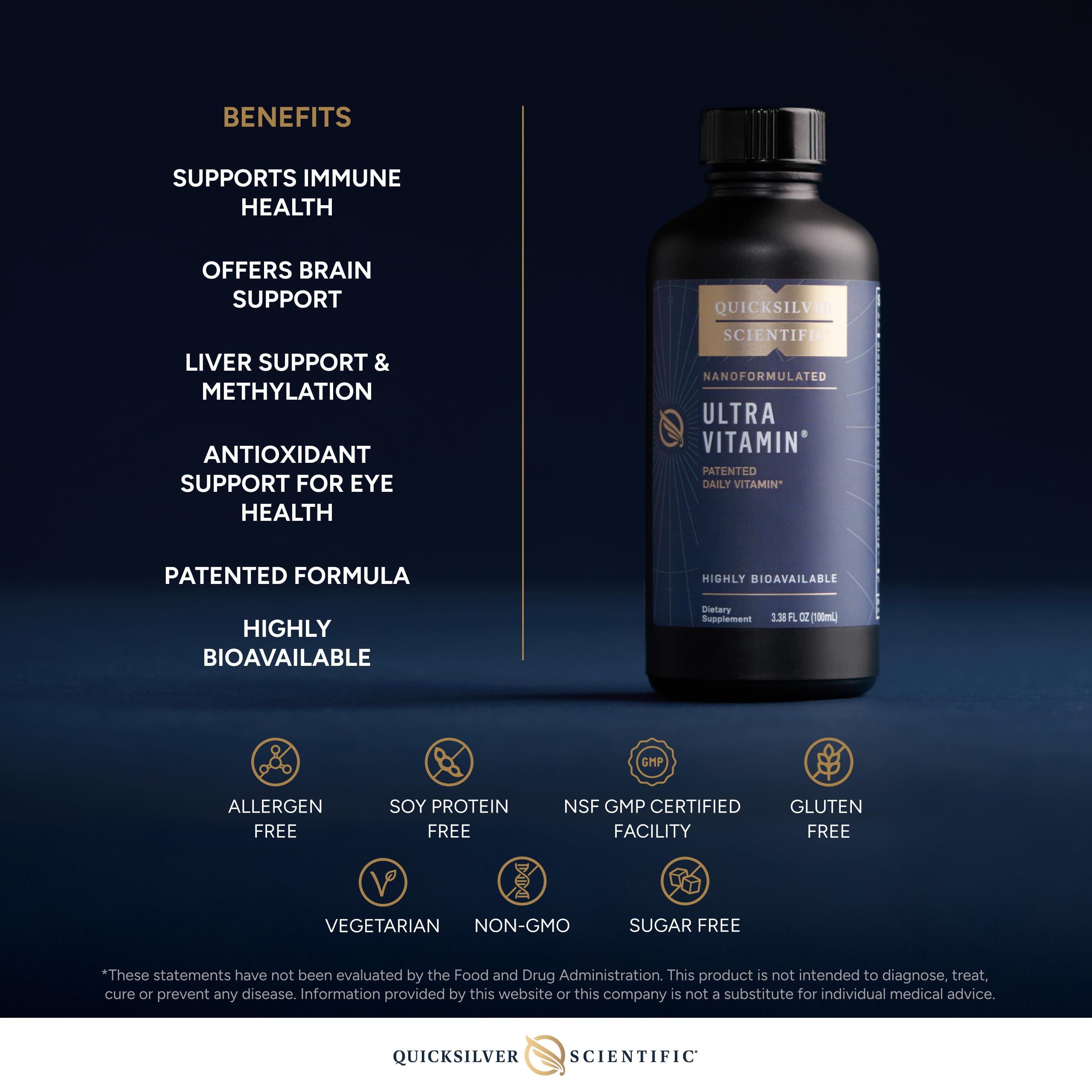 Liposome Ultra Vitamin in a glass reveals vibrant color and clarity.