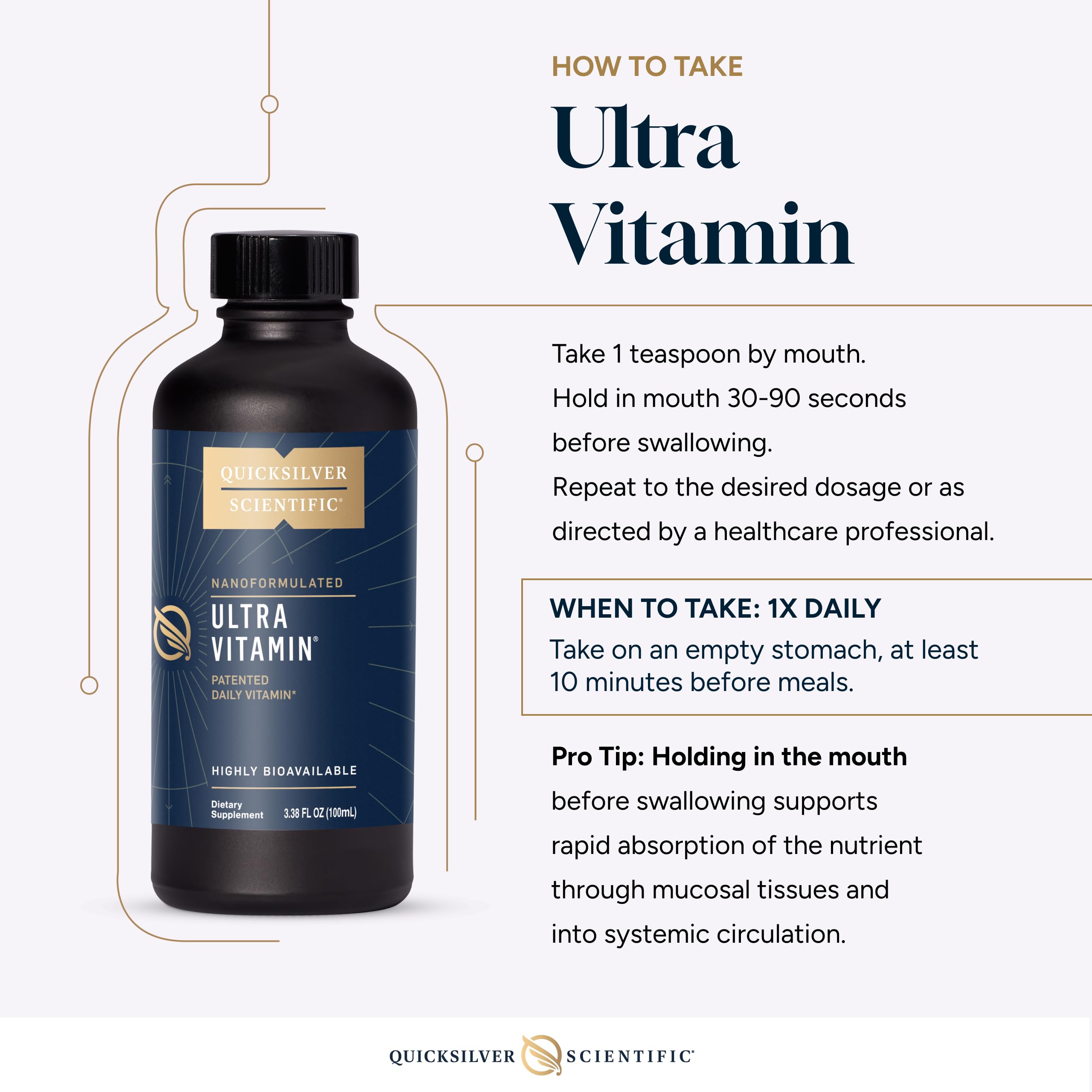 Quicksilver Scientific Liposomal Ultra Vitamin packaging signals premium, clinical-grade formulation.