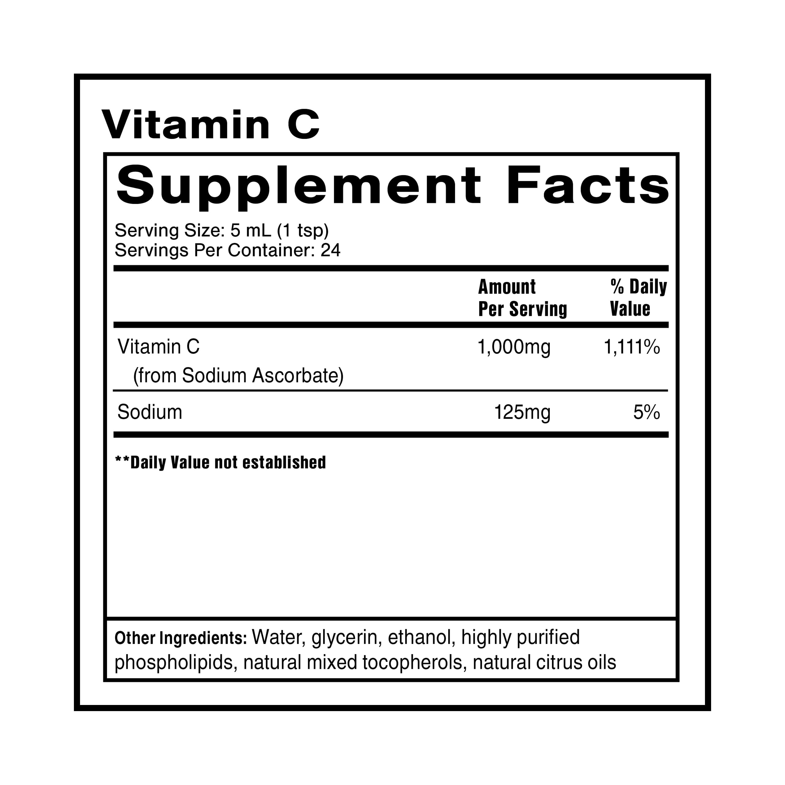 Quicksilver Scientific liposomal vitamin C label with 1000 mg per serving