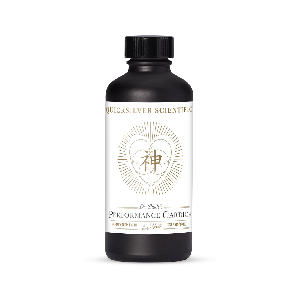 Quicksilver Scientific Performance Cardio+ bottle pour for fast circulation support.