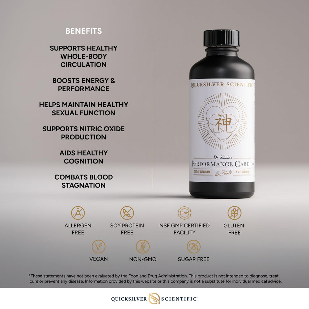 Quicksilver Scientific Performance Cardio+ panax ginseng extract emphasizes energy and focus support.