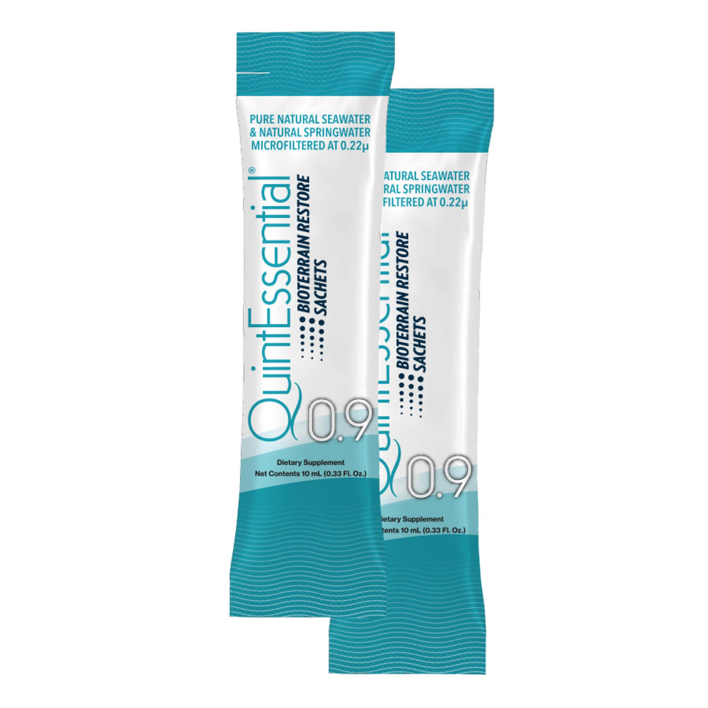 Quicksilver Scientific Quintessential 0.9 bottle for easy on-the-go hydration.