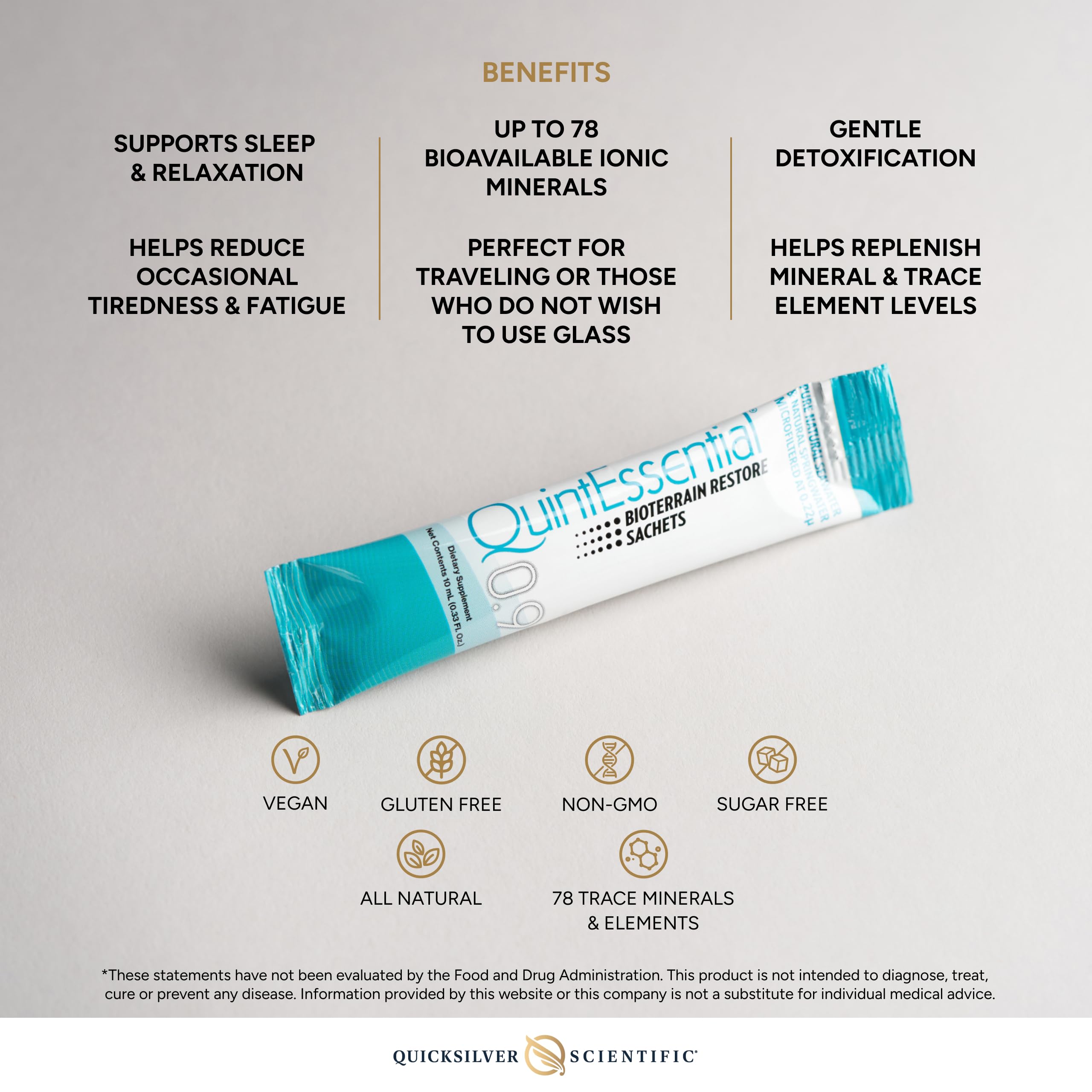 Quicksilver Scientific Quintessential 0.9 travel kit simple daily mineral support.