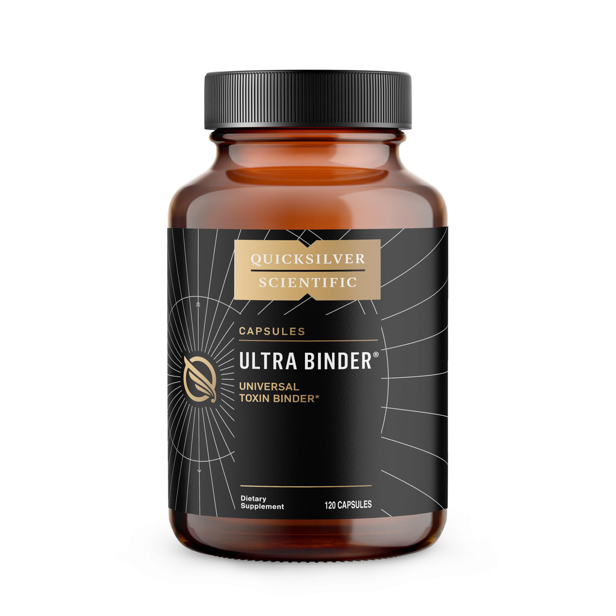 Quicksilver Scientific Ultra Binder bottle showing convenient packaging for on-the-go gut support.