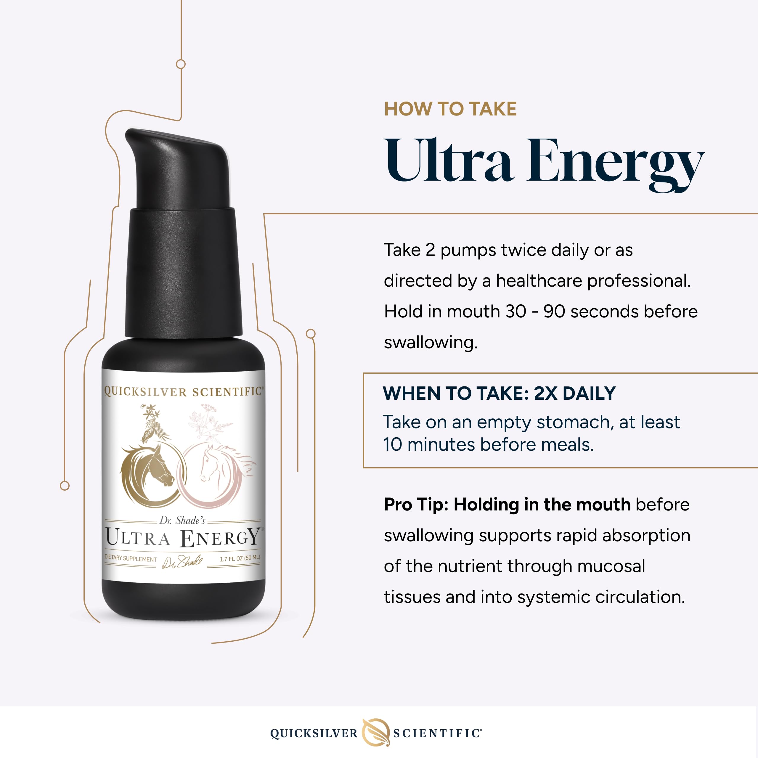 Quicksilver Scientific Ultra Energy bottle demonstrates on-the-go use for everyday vigor