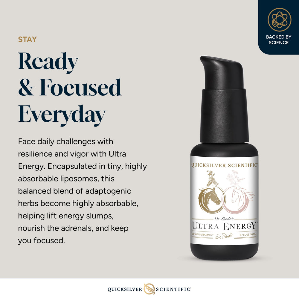 Quicksilver Scientific Ultra Energy liposomes close-up emphasizing rapid uptake