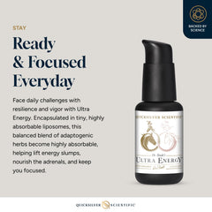 Quicksilver Scientific Ultra Energy liposomes close-up emphasizing rapid uptake
