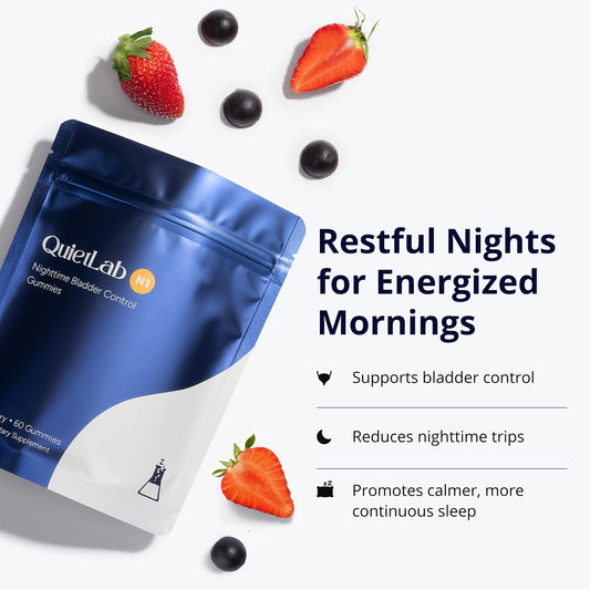 QuietLab N1 packaging highlights strawberry flavor for enjoyable evening intake