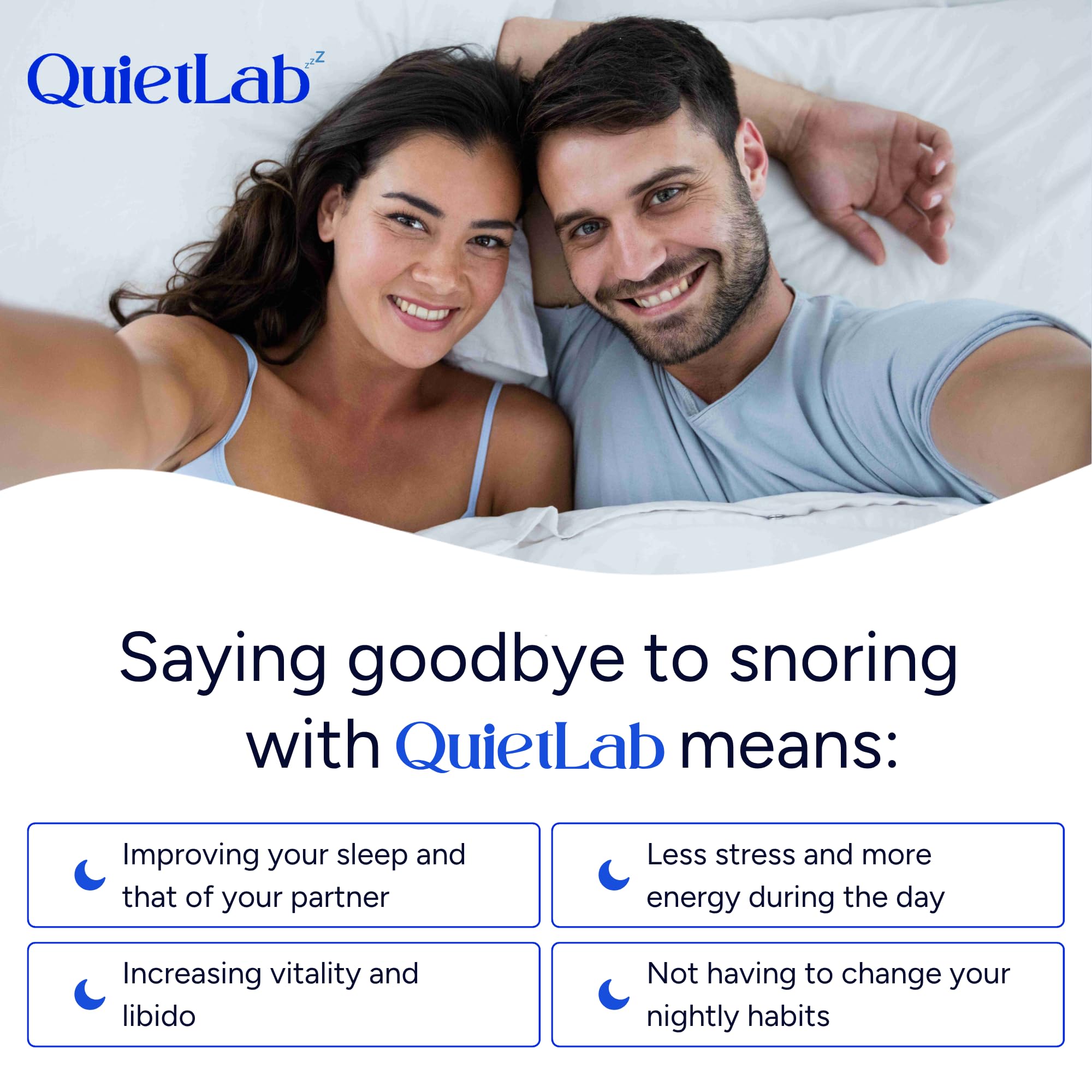 QuietLab Pro adaptive-fit technology, fits any mouth size.
