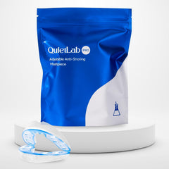 QuietLab Pro mouthpiece front view showing slim, comfortable night use.