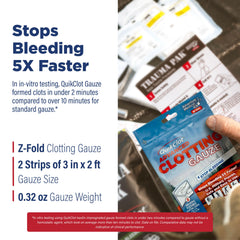 QuikClot Gauze applied to wound during controlled bleeding scenario.