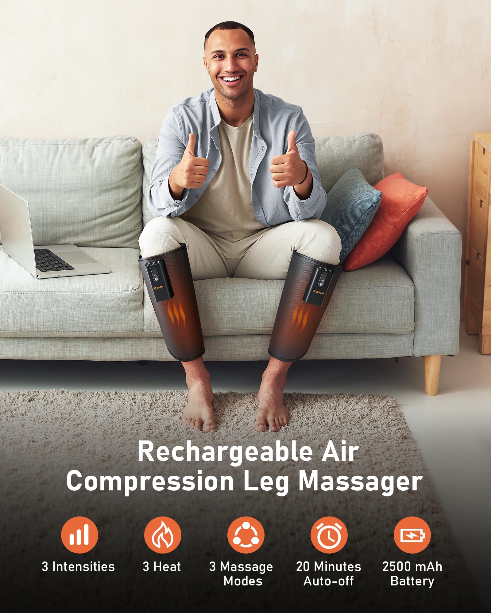 QUINEAR leg massager uses air compression to support recovery.