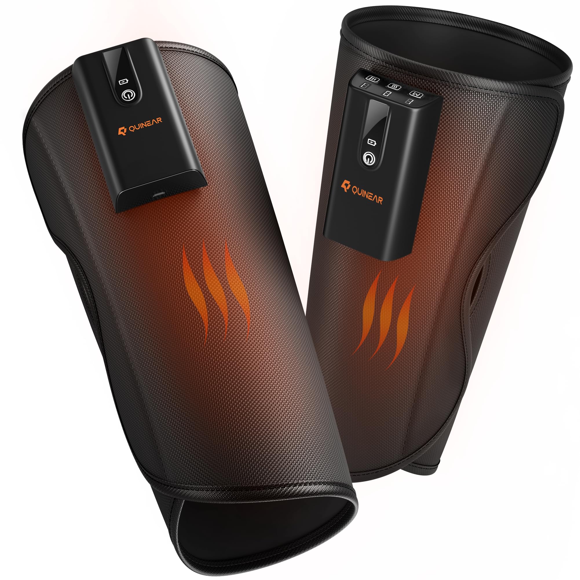 QUINEAR cordless calf massager with heat for soothing leg comfort.