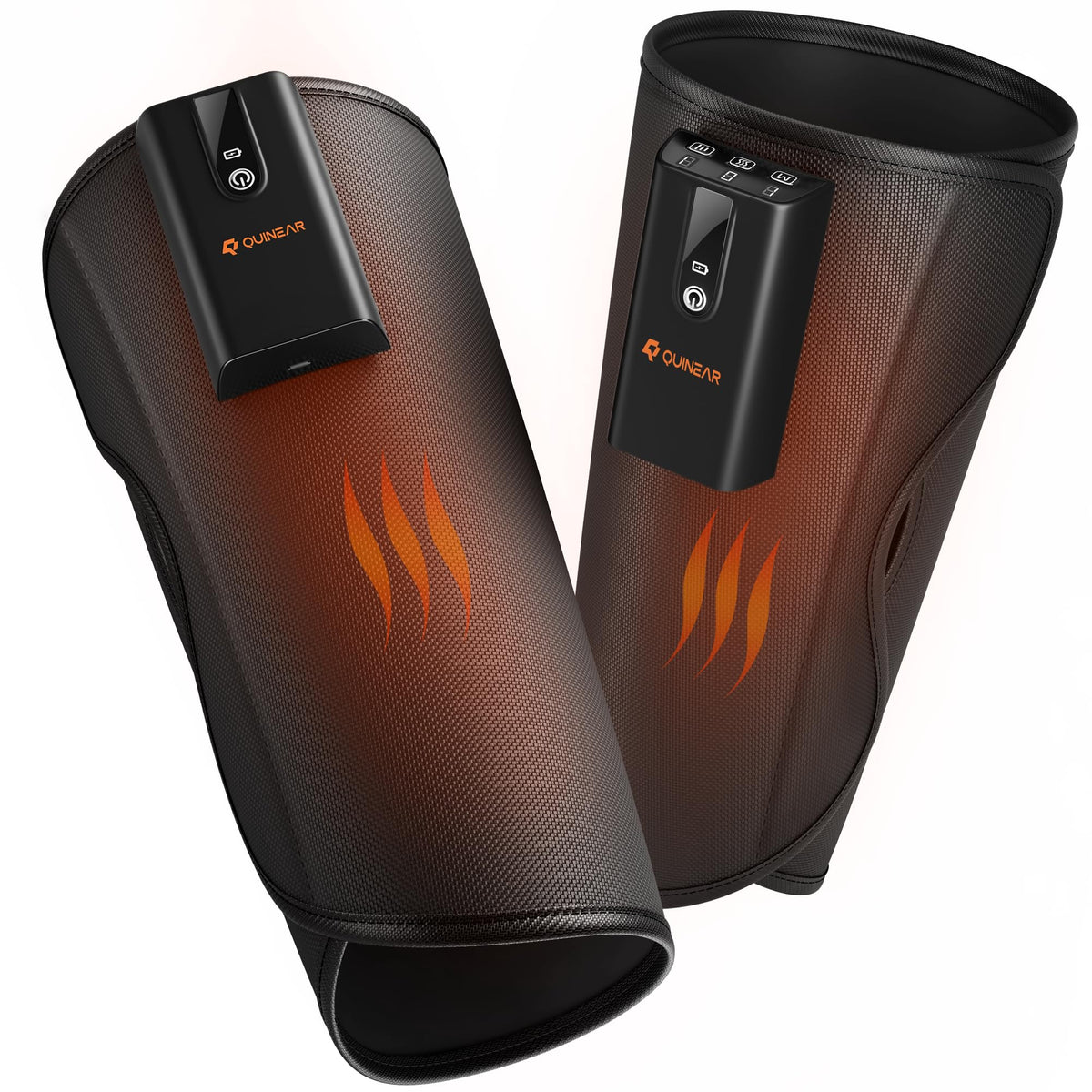 QUINEAR cordless calf massager with heat for soothing leg comfort.