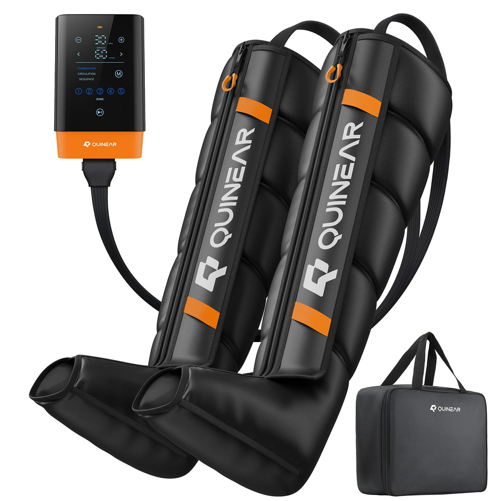 QUINEAR cordless leg recovery system assembly for quick at-home setup after workouts