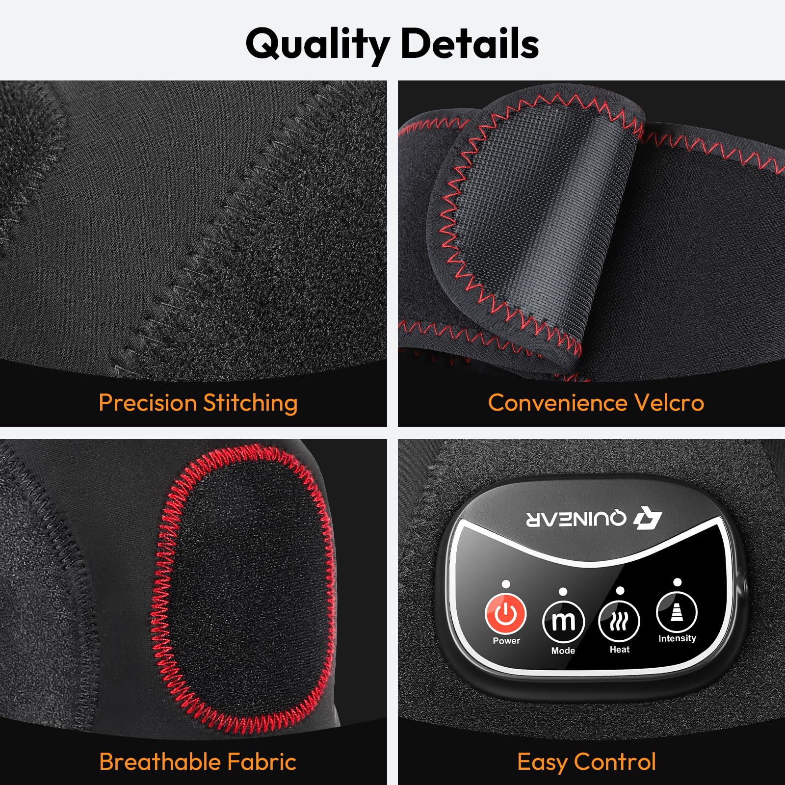 QUINEAR knee massager adjustable strap, secure compression and fit