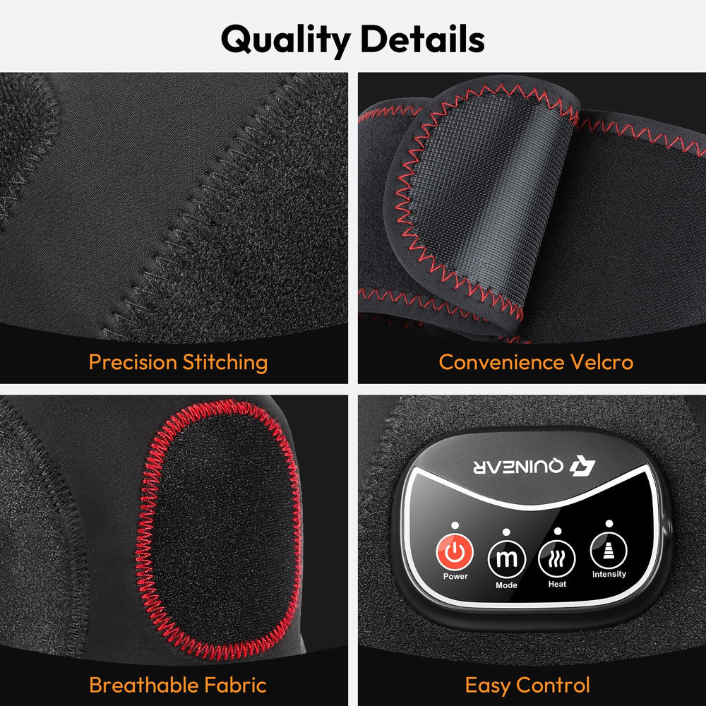 QUINEAR knee massager adjustable strap, secure compression and fit