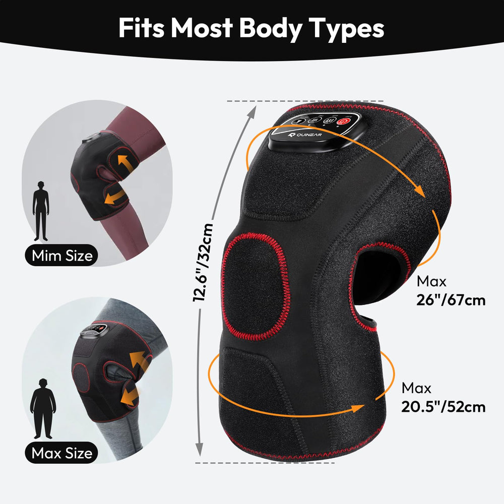 QUINEAR knee massager heat settings, soothing warmth options