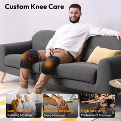 QUINEAR knee massager side view, wrap-around comfort and adjustable fit