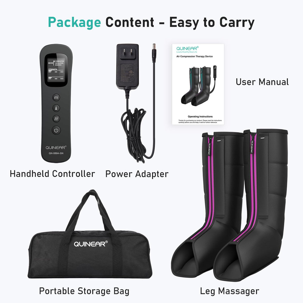 Quinear leg massager offers three modes and intensities for customizable sessions.