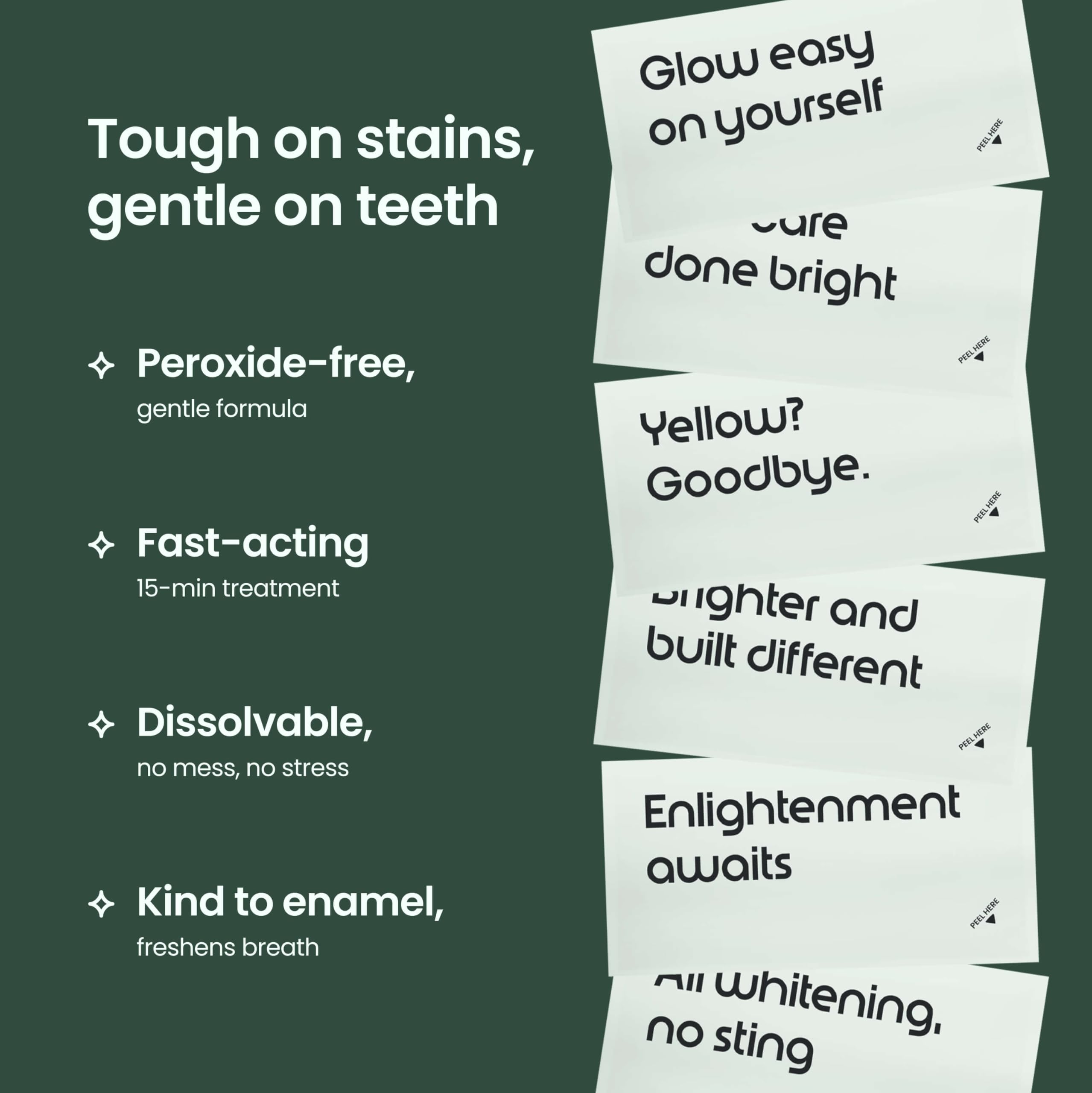 Close-up of Quip Ritual strips being applied to teeth for easy whitening