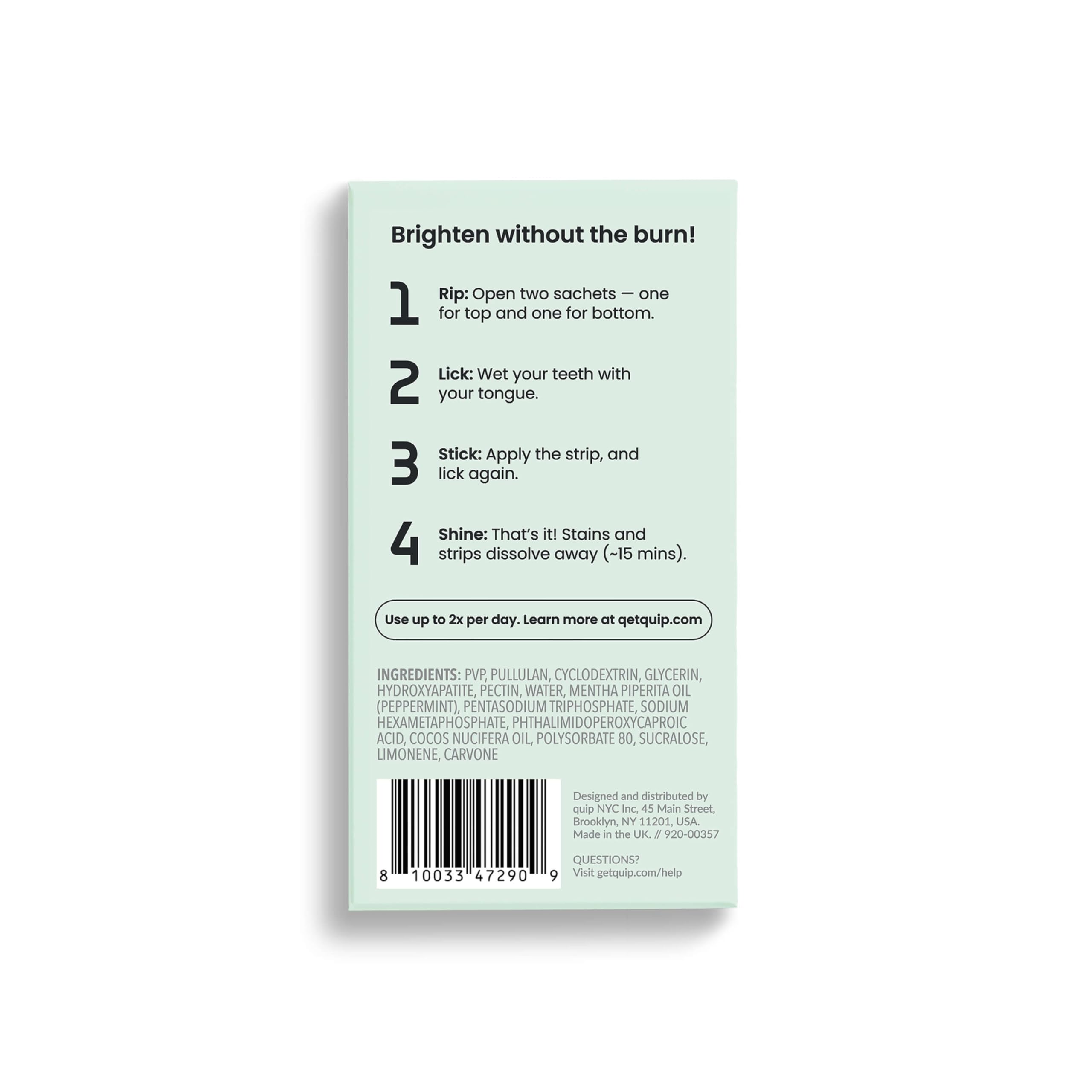 Box of Quip Ritual strips with 40 strips indicating 20 treatments
