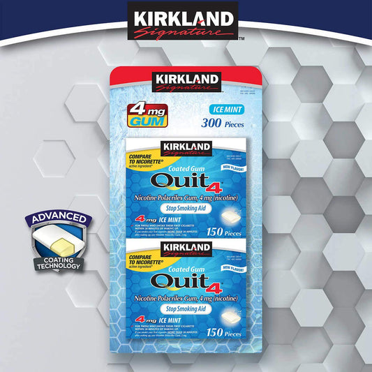 Close-up of Quit Ice Mint gum coated pieces for craving relief on the go