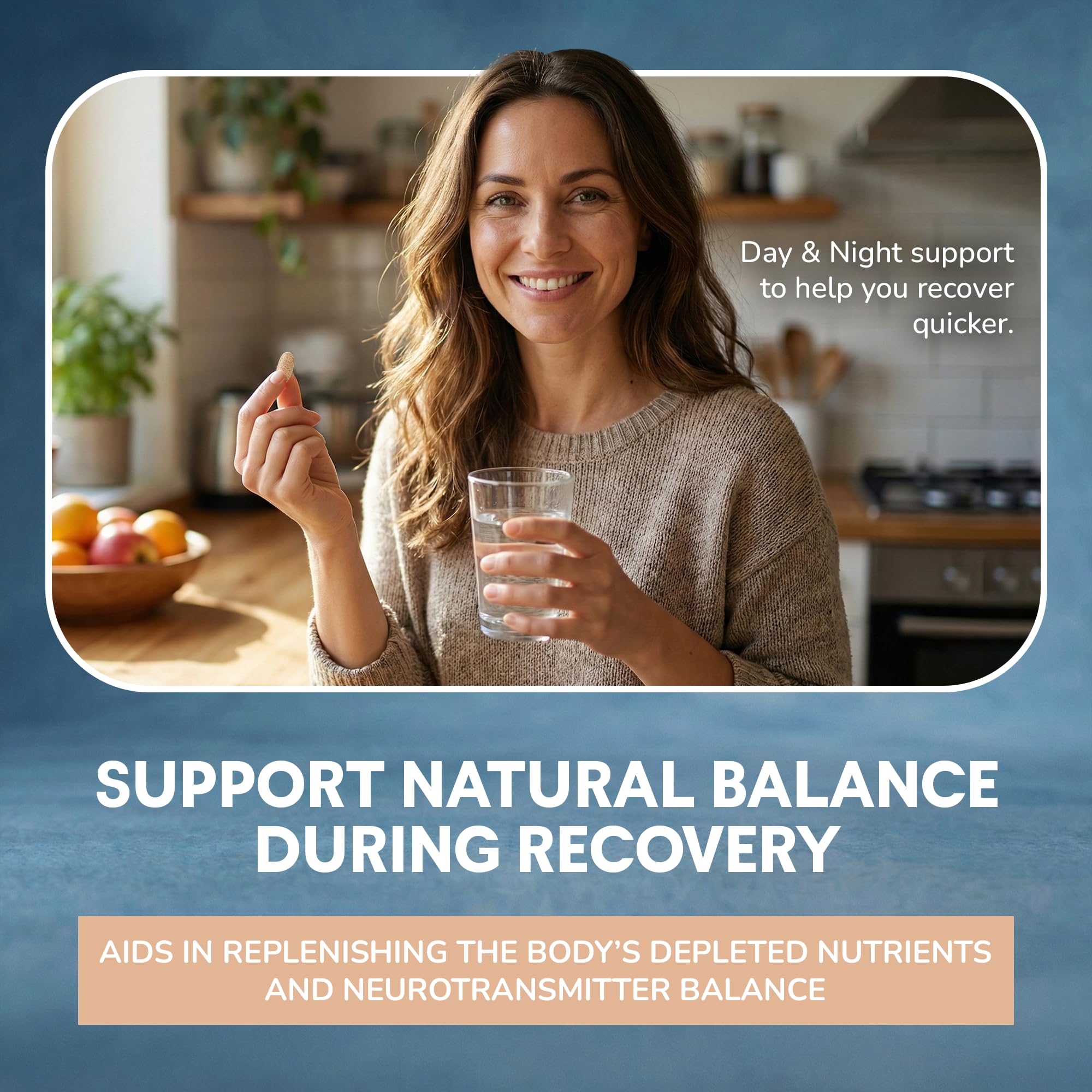 QuitK Recovery Ingredients List highlights adaptogens and vitamins.