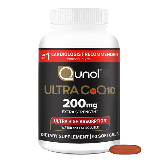 Qunol CoQ10 200mg softgels hero image highlighting ultra-high absorption