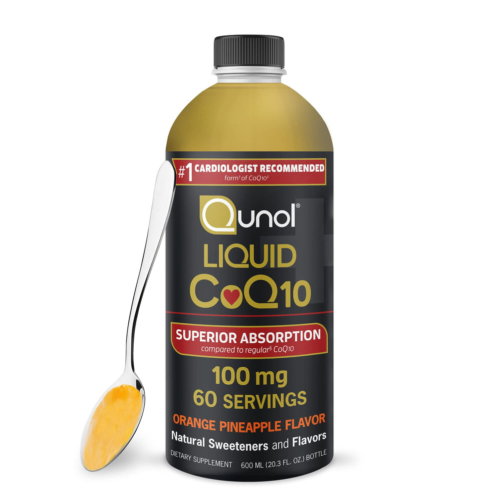 Qunol liquid CoQ10 bottle front showing 100 mg for daily energy support
