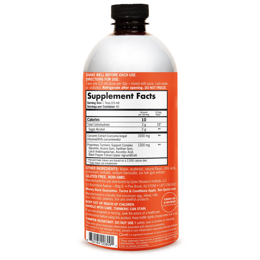 Qunol Liquid Turmeric pour promoting easy daily use for joint support.