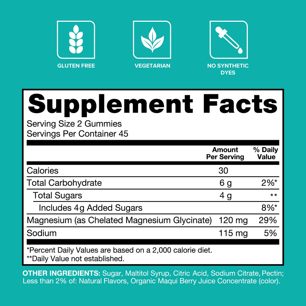 Close-up of Qunol Magnesium Glycinate gummy texture for easy use.